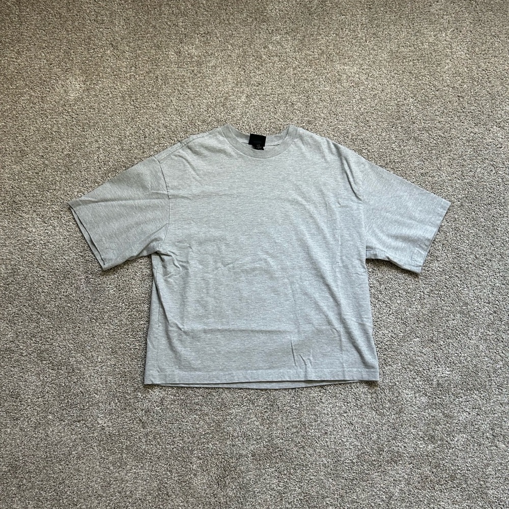 Light Grey H&M Baggy Crop Fit T-Shirt